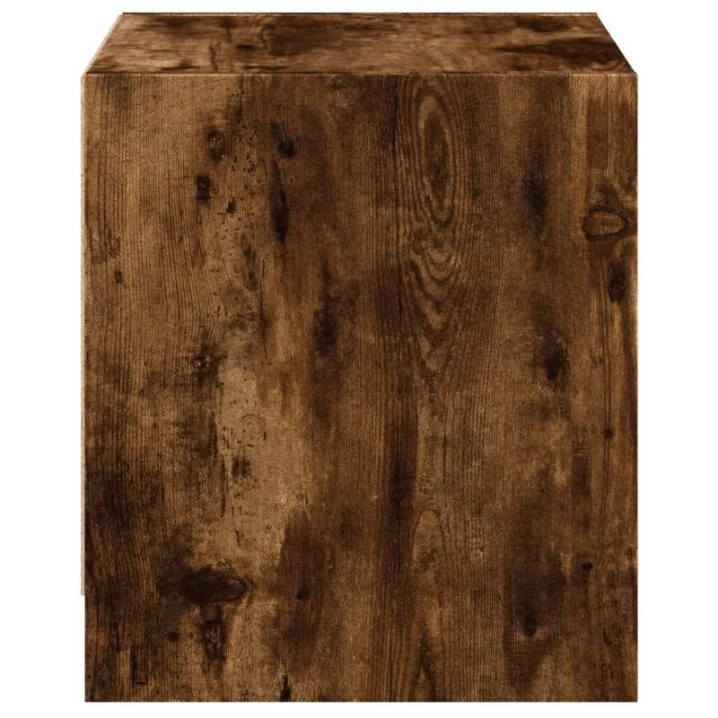 Lot de 2 tables de chevet avec portes vitrées 35 x 37 x 42 cm bois d'ingénierie marron et verre DEC035975
