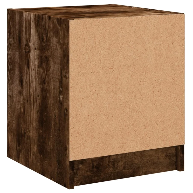 Lot de 2 tables de chevet avec portes vitrées 35 x 37 x 42 cm bois d'ingénierie marron et verre DEC035975