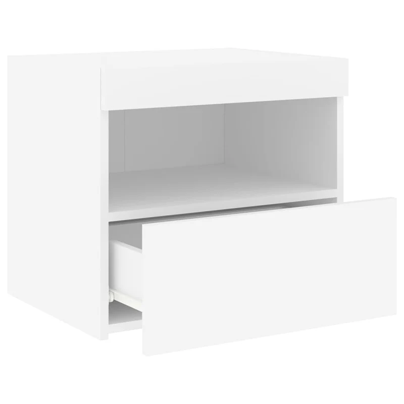 Lot de 2 tables de chevet avec lumières LED et tiroir 50 x 40 x 45 cm bois d'ingénierie blanc DEC035932