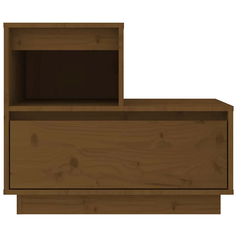 Lot de 2 tables de chevet avec tiroir et compartiment 60 x 34 x 51cm bois de pin couleur marron miel DEC035927