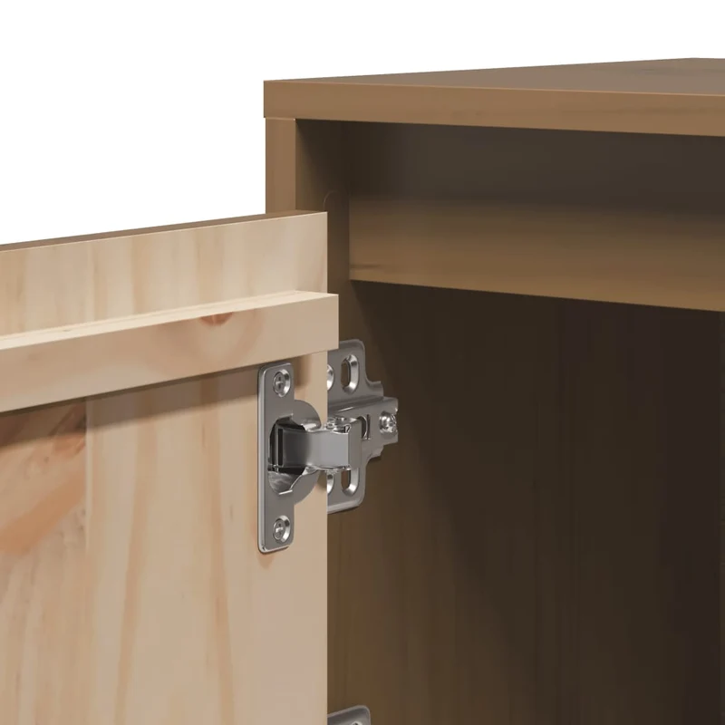 Lot de 2 tables de chevet avec compartiment avec porte 40 x 30 x 40cm bois de pin couleur marron miel DEC035916