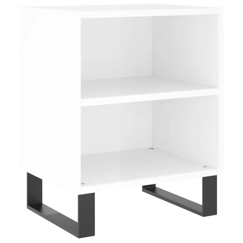 Lot de 2 tables de chevet avec étagères 40 x 30 x 50cm bois ingénierie blanc et fer DEC035789