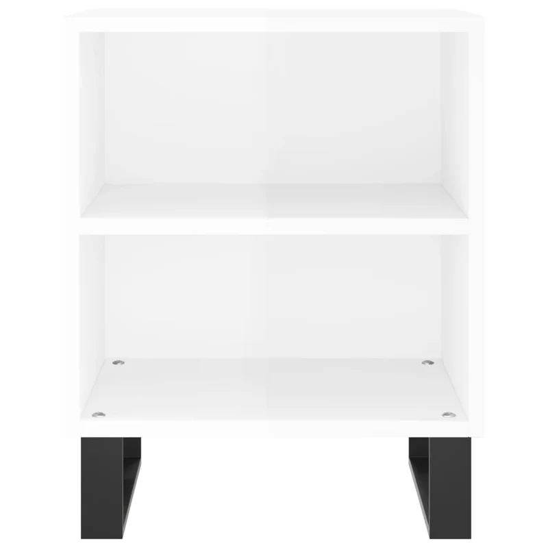 Lot de 2 tables de chevet avec étagères 40 x 30 x 50cm bois ingénierie blanc et fer DEC035789