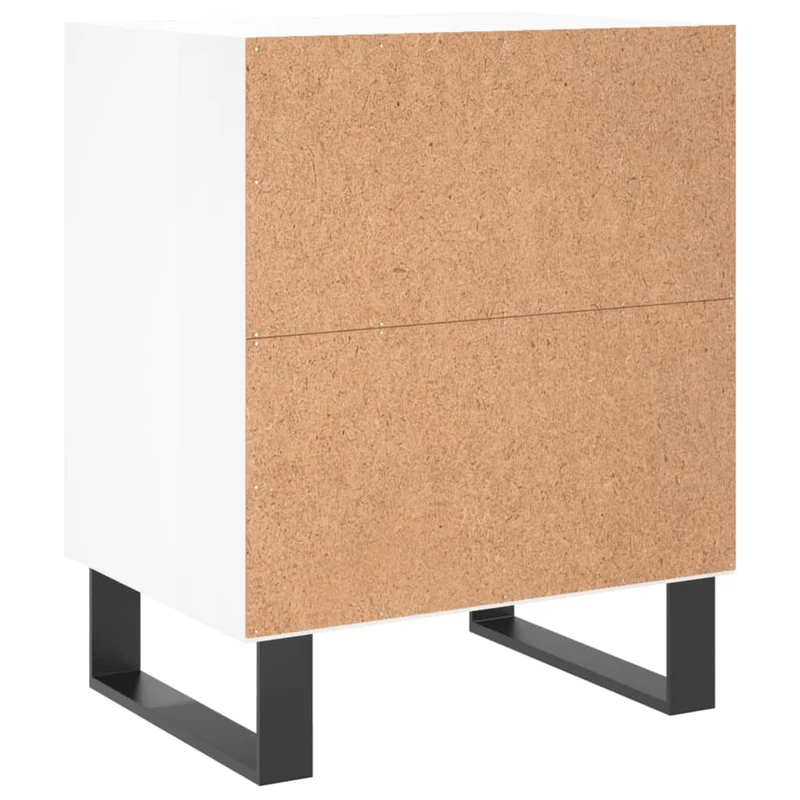 Lot de 2 tables de chevet avec étagères 40 x 30 x 50cm bois ingénierie blanc et fer DEC035789