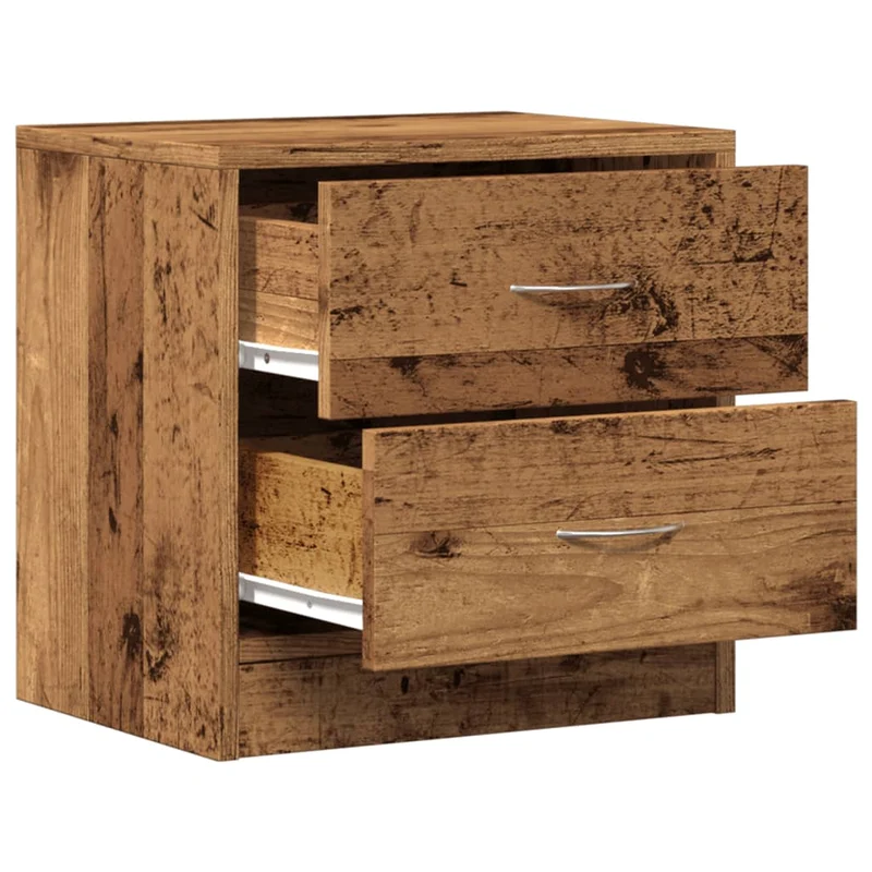 Lot de 2 tables de chevet avec deux tiroirs 40 x 30 x 40 cm bois d'ingénierie marron vieilli DEC035777