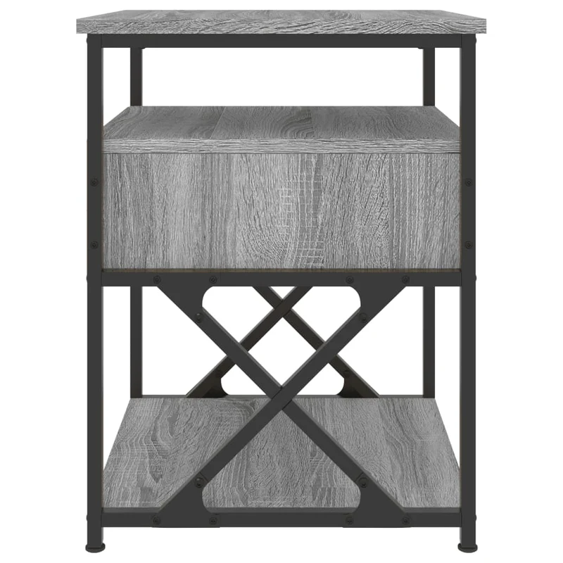 Lot de 2 tables de chevet avec tiroir et étagère 40 x 42 x 55cm bois d'ingénierie gris et fer DEC035731