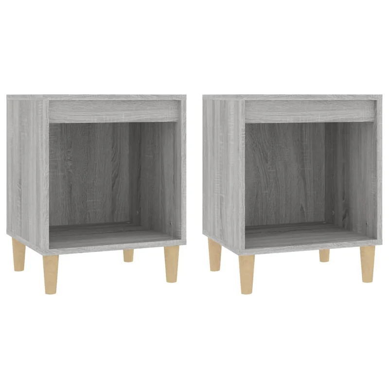 Lot de 2 tables de chevet avec compartiment ouvert 40 x 35 x 50 cm bois d'ingénierie gris DEC035692