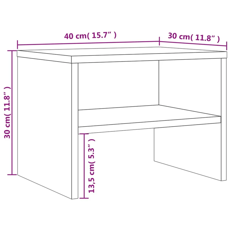 Lot de 2 tables de chevet avec étagère 40 x 30 x 30cm bois d'ingénierie gris DEC035660