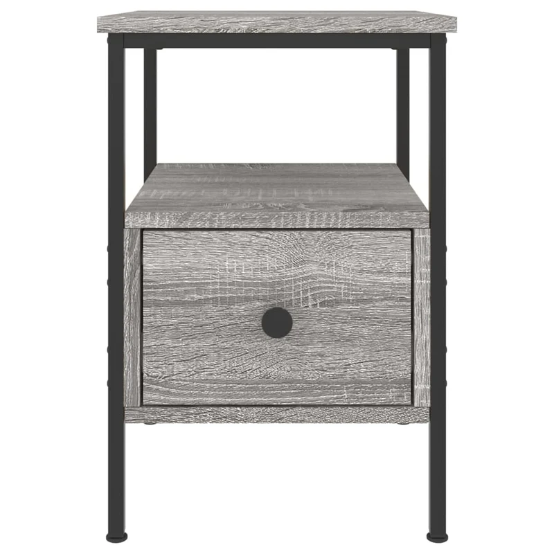 Lot de 2 tables de chevet avec tiroir et étagère 34 x 36 x 50cm bois d'ingénierie gris et fer DEC035650