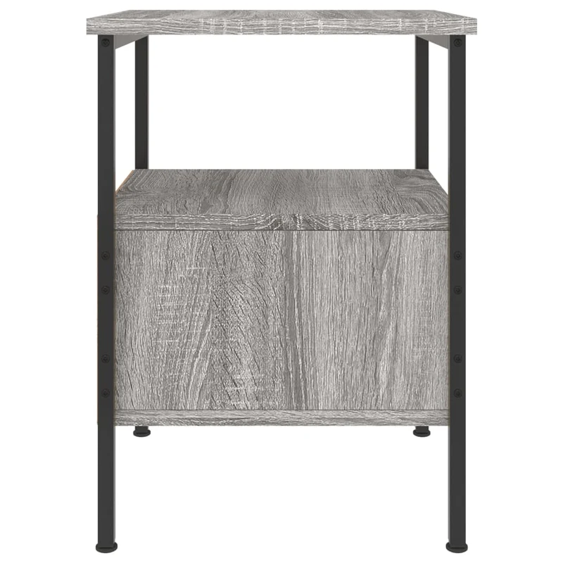 Lot de 2 tables de chevet avec tiroir et étagère 34 x 36 x 50cm bois d'ingénierie gris et fer DEC035650