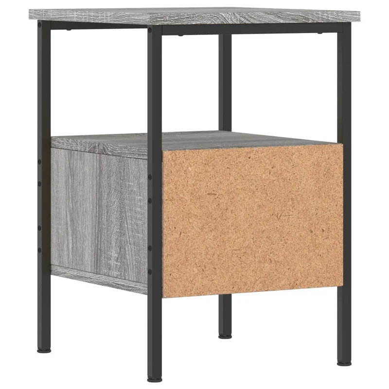 Lot de 2 tables de chevet avec tiroir et étagère 34 x 36 x 50cm bois d'ingénierie gris et fer DEC035650