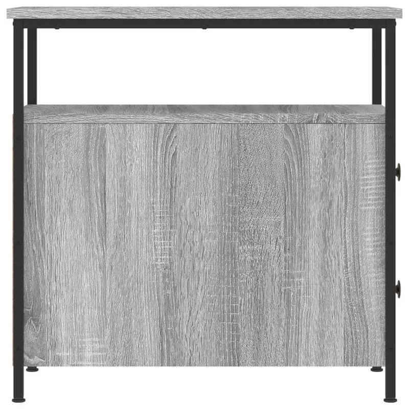 Lot de 2 tables de chevet avec tiroirs 30 x 60 x 60cm bois d'ingénierie gris et fer DEC035645