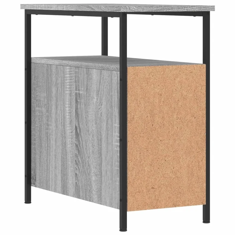 Lot de 2 tables de chevet avec tiroirs 30 x 60 x 60cm bois d'ingénierie gris et fer DEC035645
