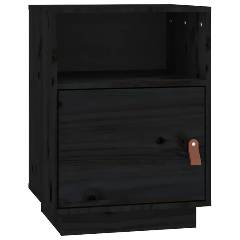 Lot de 2 tables de chevet avec compartiment avec porte 40 x 34 x 55 cm bois de pin noir DEC035527