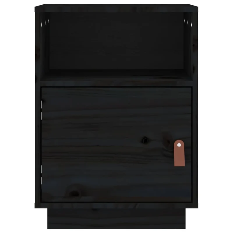 Lot de 2 tables de chevet avec compartiment avec porte 40 x 34 x 55 cm bois de pin noir DEC035527