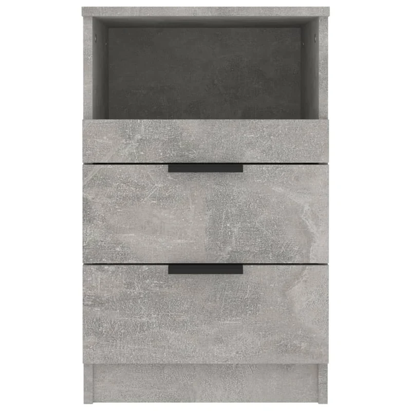 Lot de 2 tables de chevet avec deux tiroirs et compartiment ouvert 40 x 36 x 65 cm bois d'ingénierie gris DEC035408