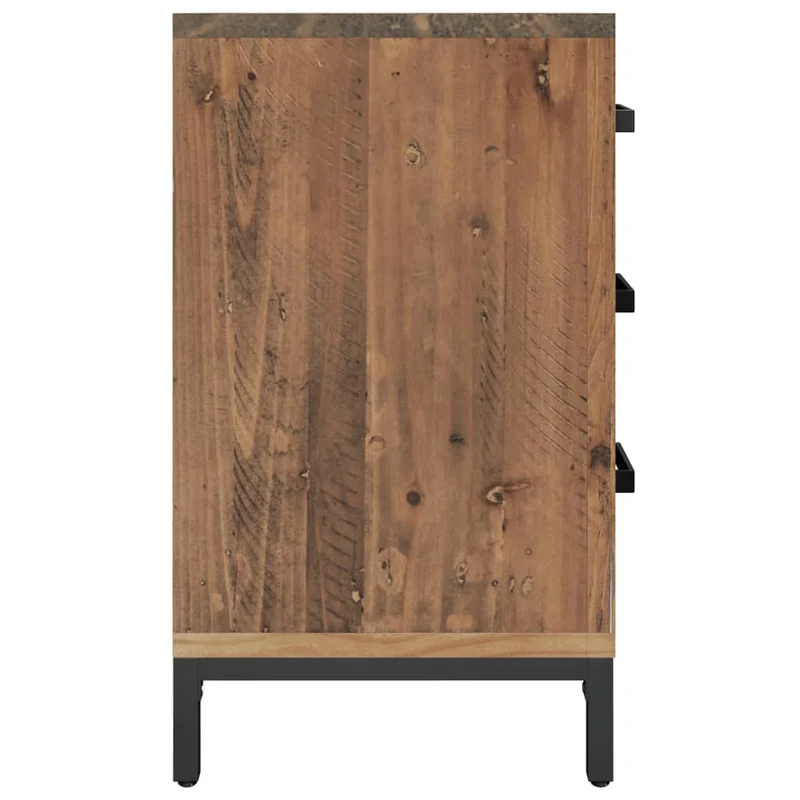 Lot de 2 tables de chevet avec 3 tiroirs 40 x 30 x 55 cm bois de pin marron et métal DEC034761