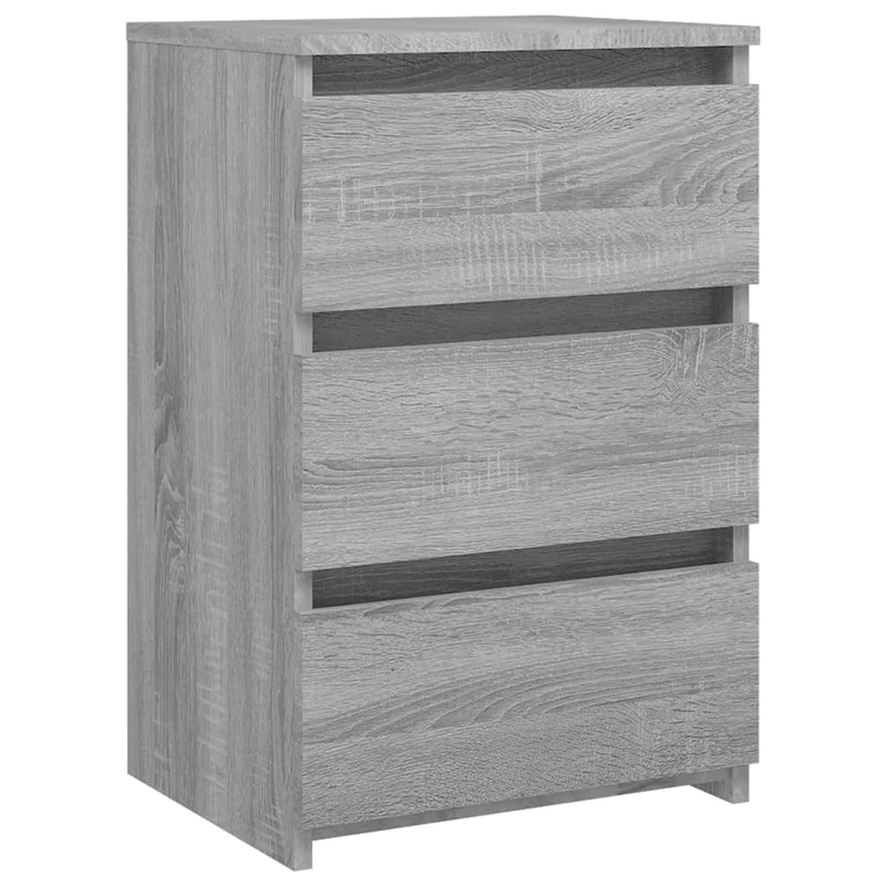 Table de chevet avec 3 tiroirs 40 x 35 x 62,5 cm bois d'ingénierie gris DEC034630
