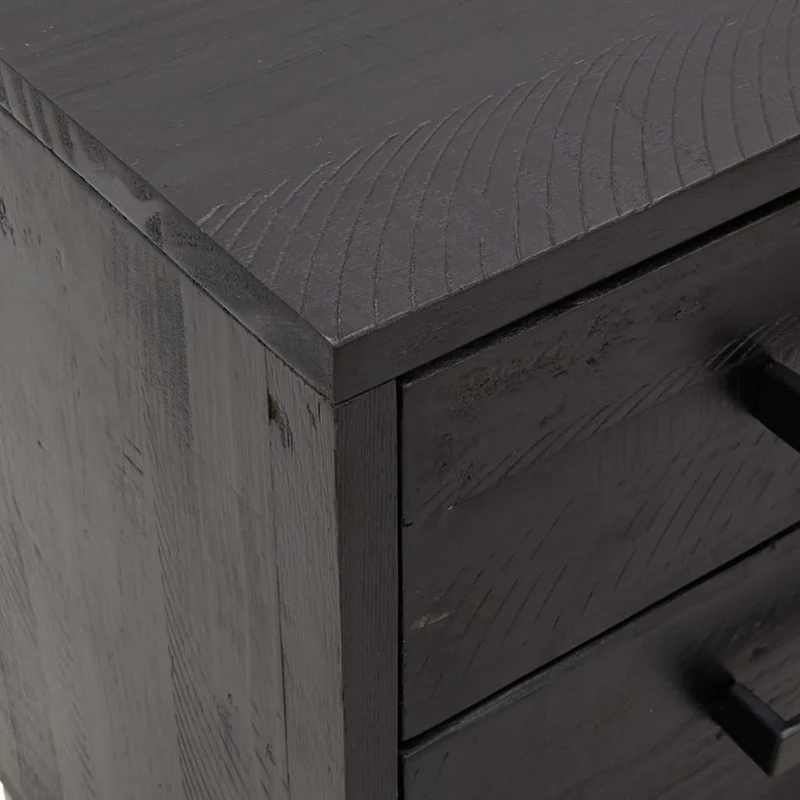 Table de chevet avec 3 tiroirs 40 x 30 x 55 cm bois de pin noir et métal DEC034402