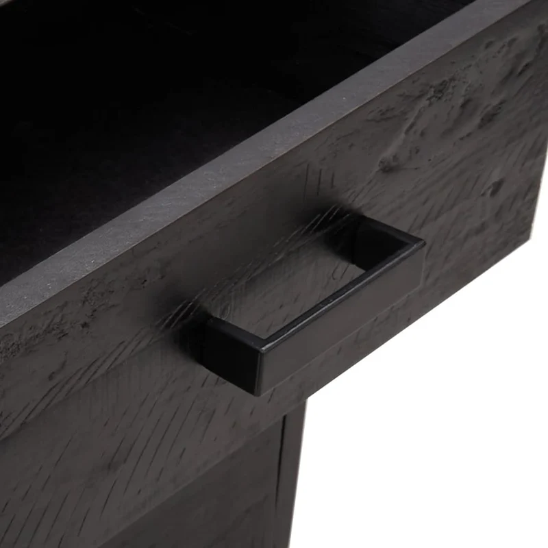 Table de chevet avec 3 tiroirs 40 x 30 x 55 cm bois de pin noir et métal DEC034402