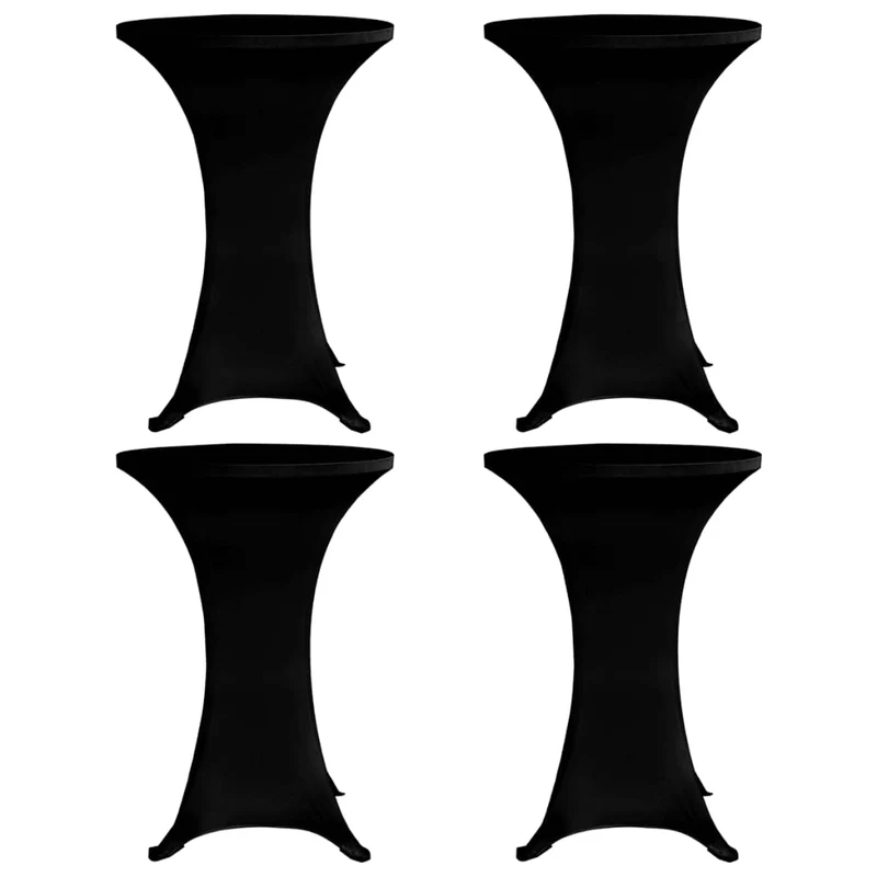 Housses élastiques de table Ø 70 cm Noir 4 pièces DEC022509