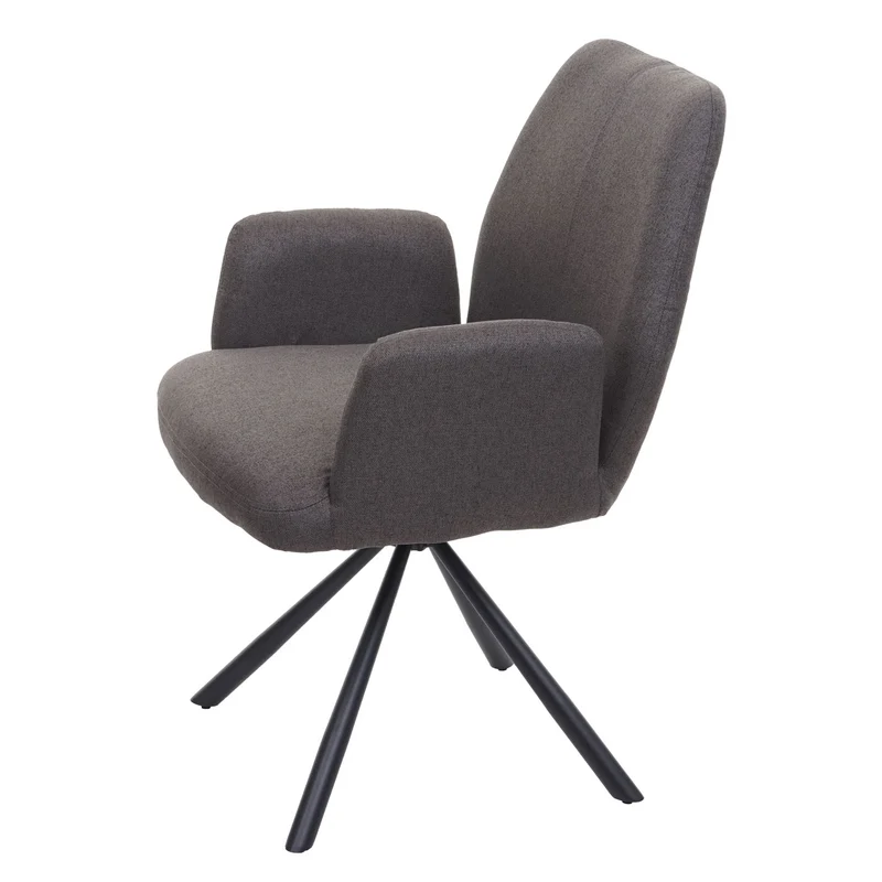Chaise de salle à manger fauteuil de bureau en tissu gris-brun en acier design pivotant rétro et moderne 04_0002276