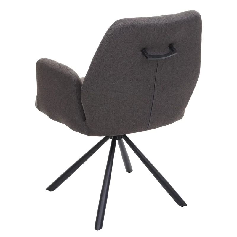 Chaise de salle à manger fauteuil de bureau en tissu gris-brun en acier design pivotant rétro et moderne 04_0002276