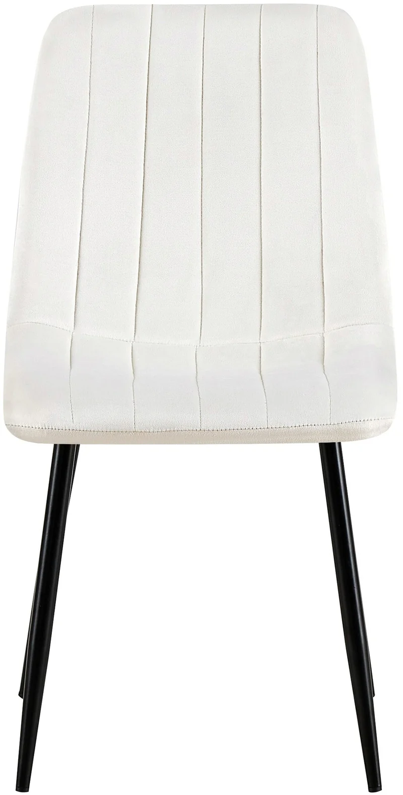 Lot de 4 chaises de salle à manger coutures décoratives verticales en tissu velours blanc crème et pieds métal noir 10_0001869