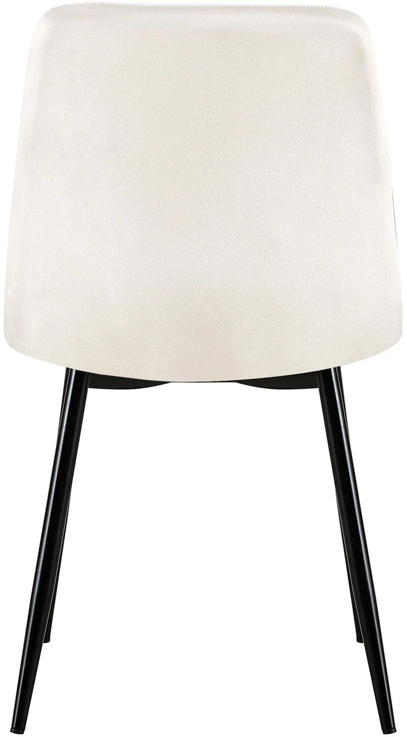 Lot de 4 chaises de salle à manger coutures décoratives verticales en tissu velours blanc crème et pieds métal noir 10_0001869