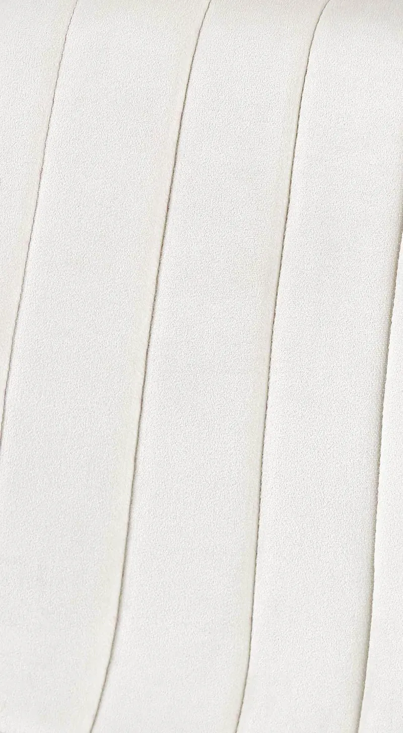 Lot de 4 chaises de salle à manger coutures décoratives verticales en tissu velours blanc crème et pieds métal noir 10_0001869