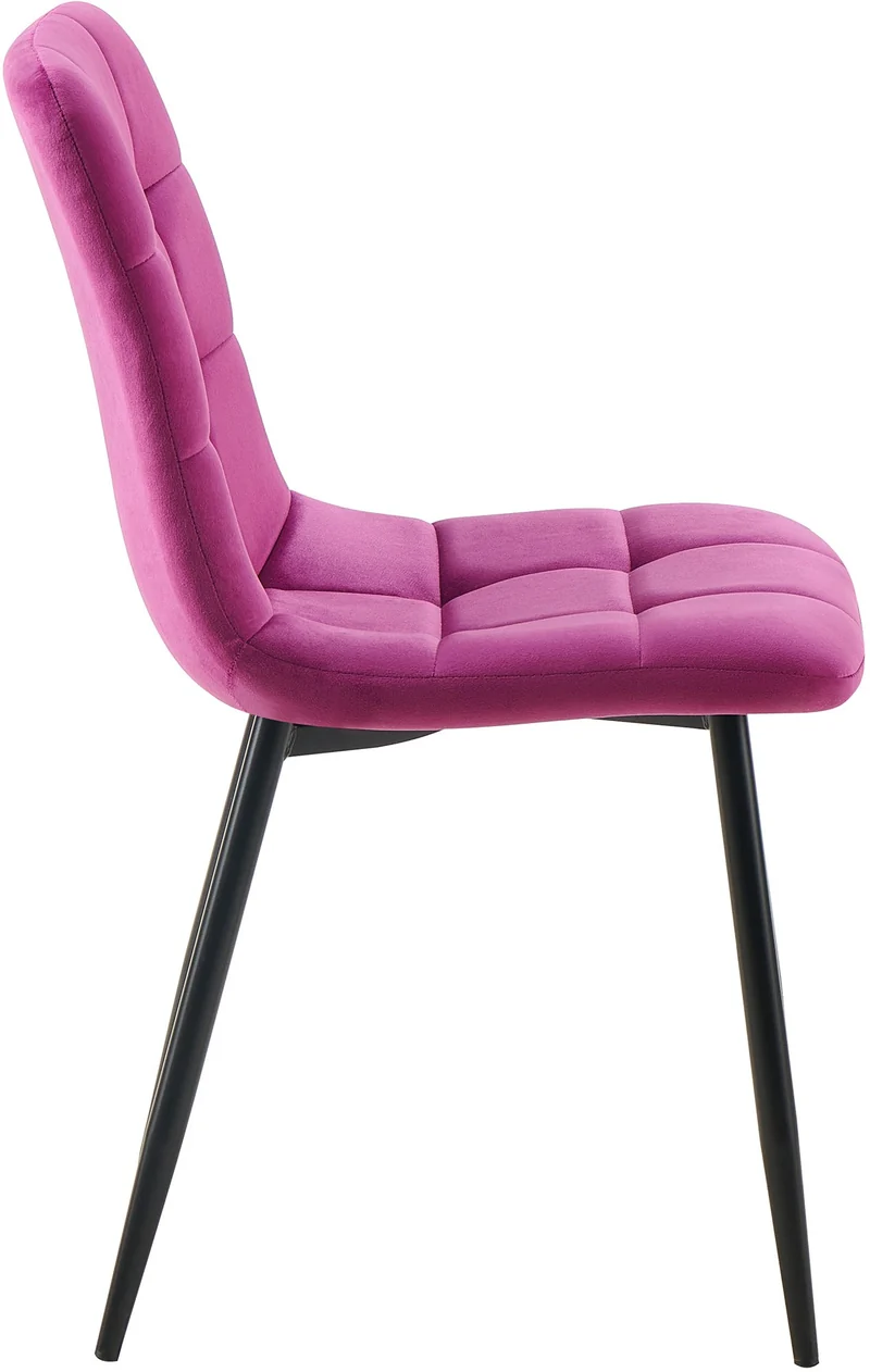 Chaise de salle à manger x1 coutures forme carrées en velours violet pieds en métal noir 10_0001968