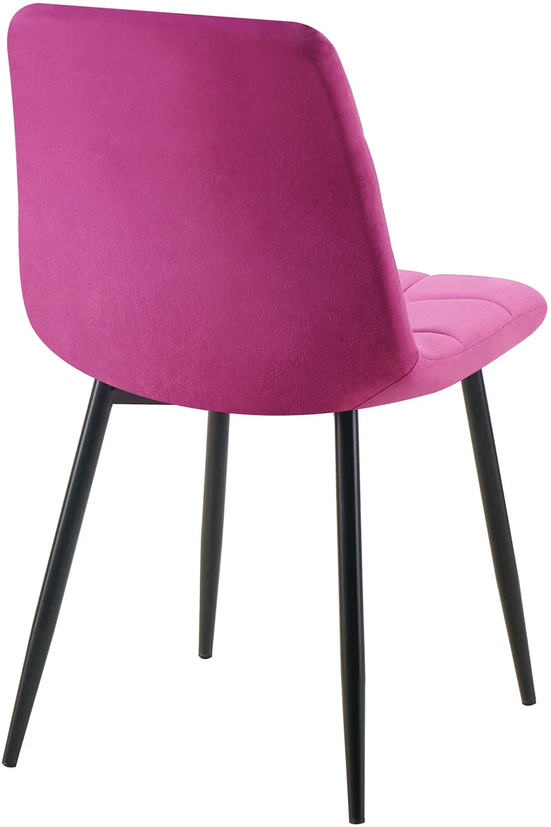 Chaise de salle à manger x1 coutures forme carrées en velours violet pieds en métal noir 10_0001968