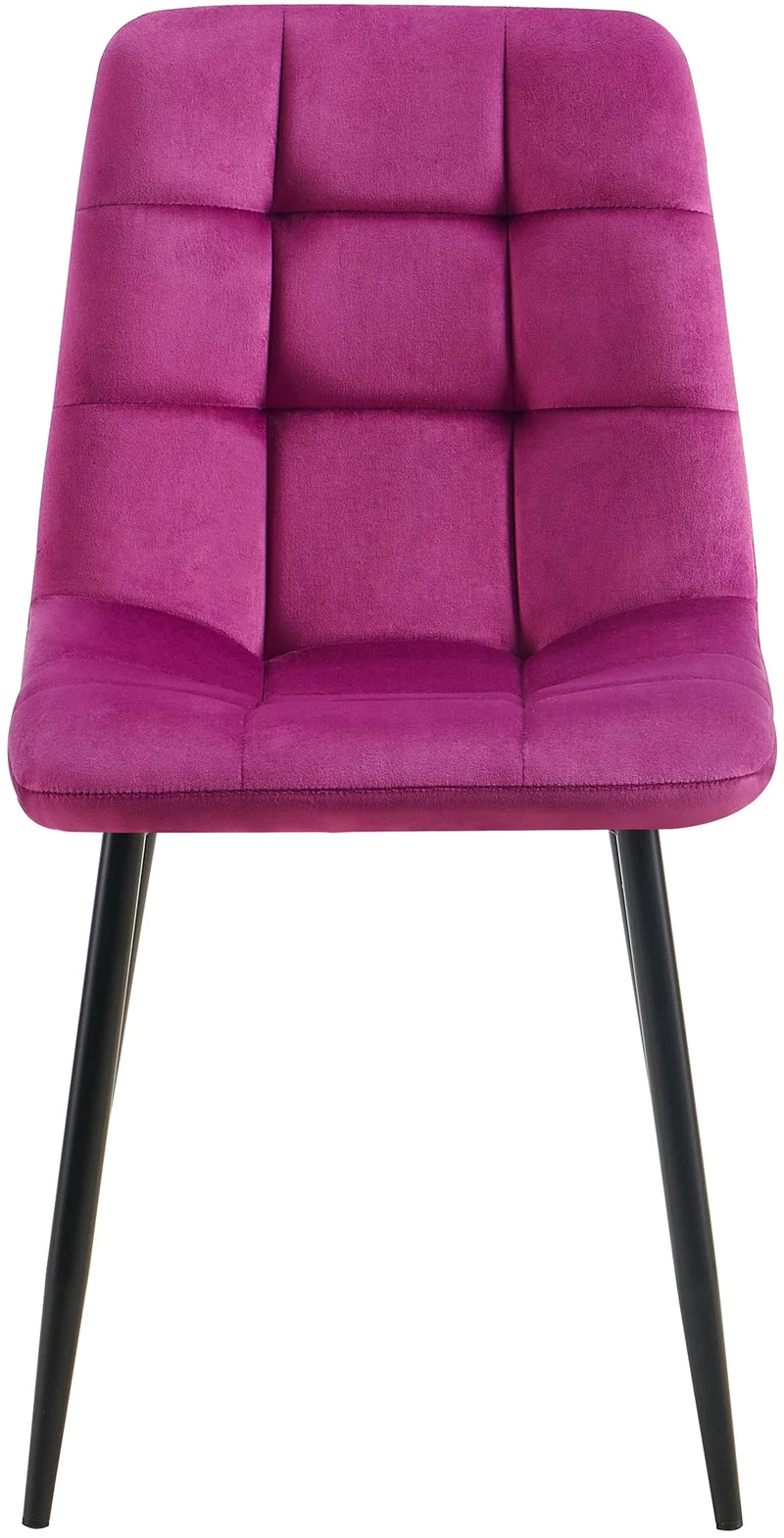 Chaise de salle à manger x1 coutures forme carrées en velours violet pieds en métal noir 10_0001968