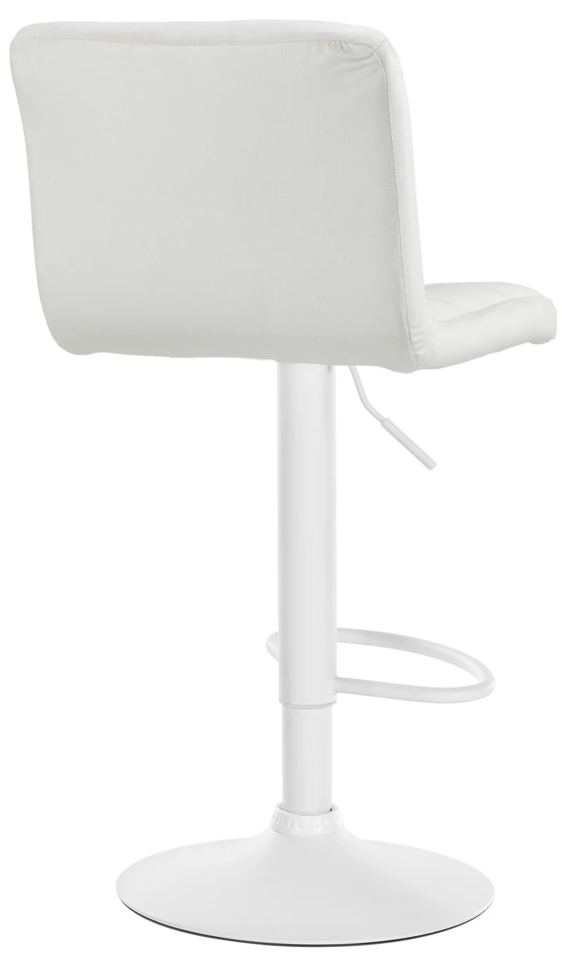 Lot de 2 tabourets de bar en velours crème avec coutures décoratives pied en trompette métal blanc 10_0004401