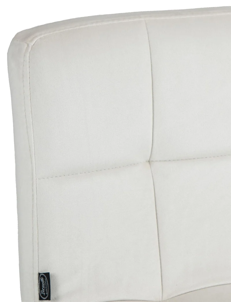 Lot de 2 tabourets de bar en velours crème avec coutures décoratives pied en trompette métal blanc 10_0004401