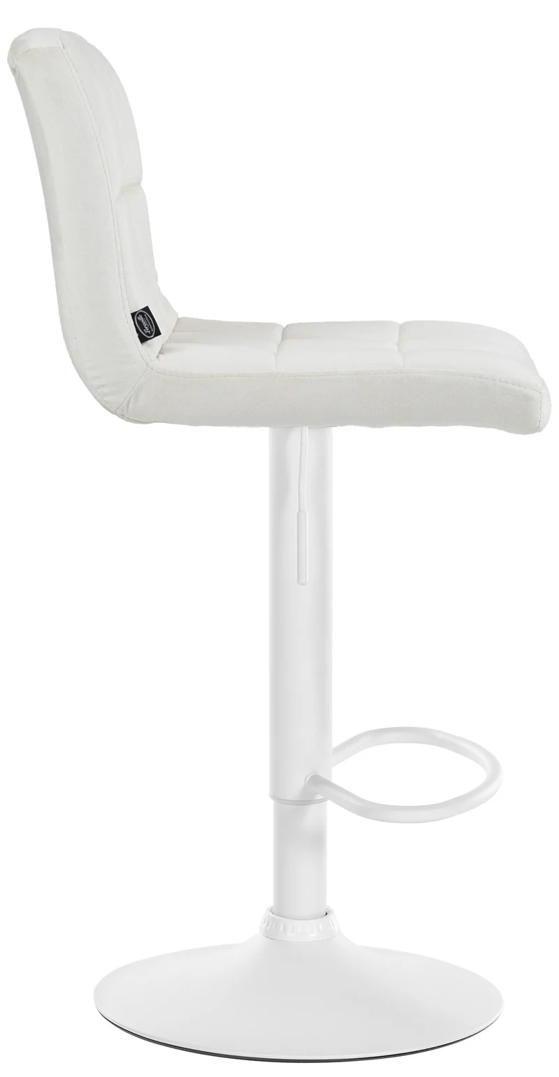 Lot de 2 tabourets de bar en velours crème avec coutures décoratives pied en trompette métal blanc 10_0004401