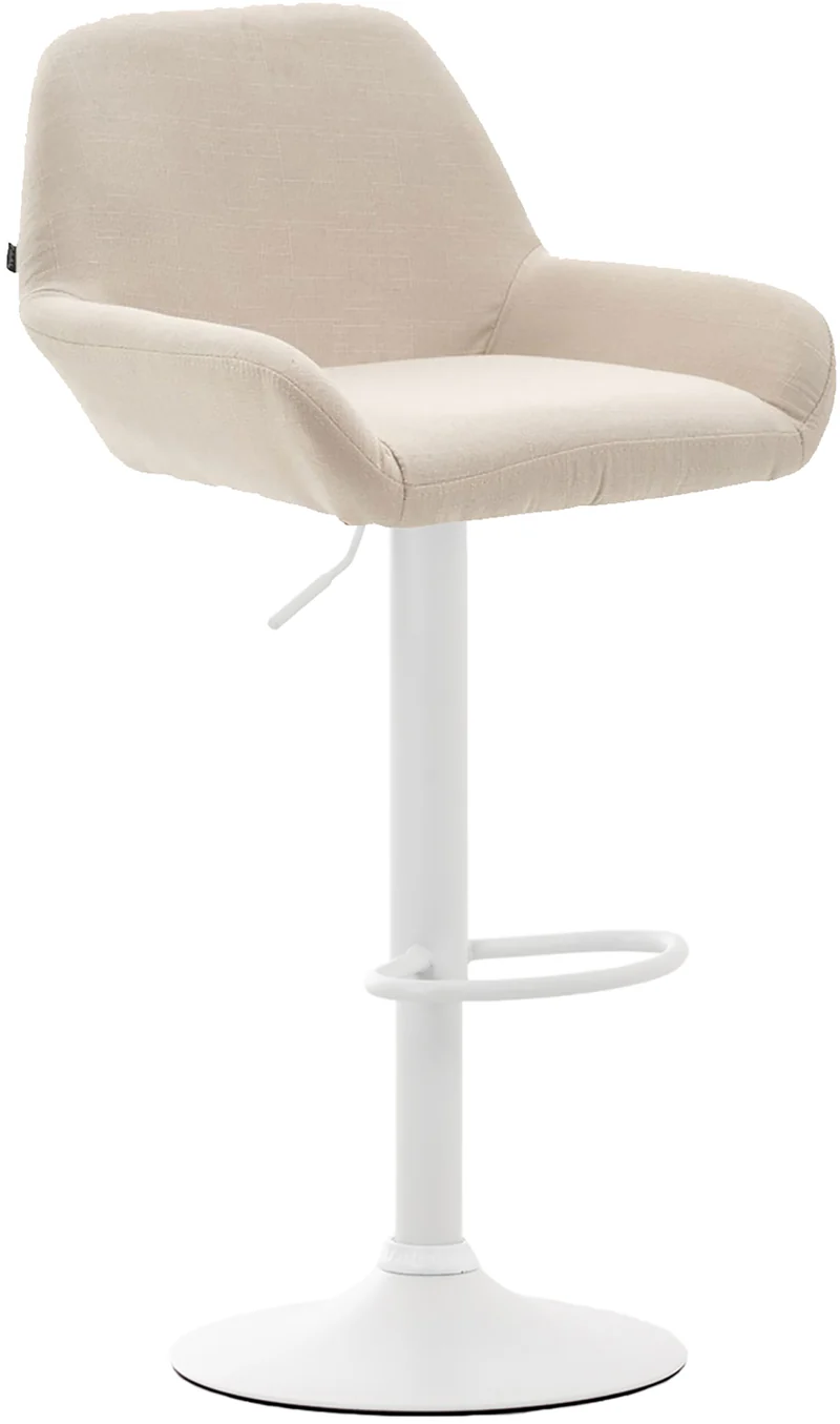 Lot de 2 tabourets de bar repose-pieds en forme d'arc en métal blanc assise en tissu crème 10_0004044