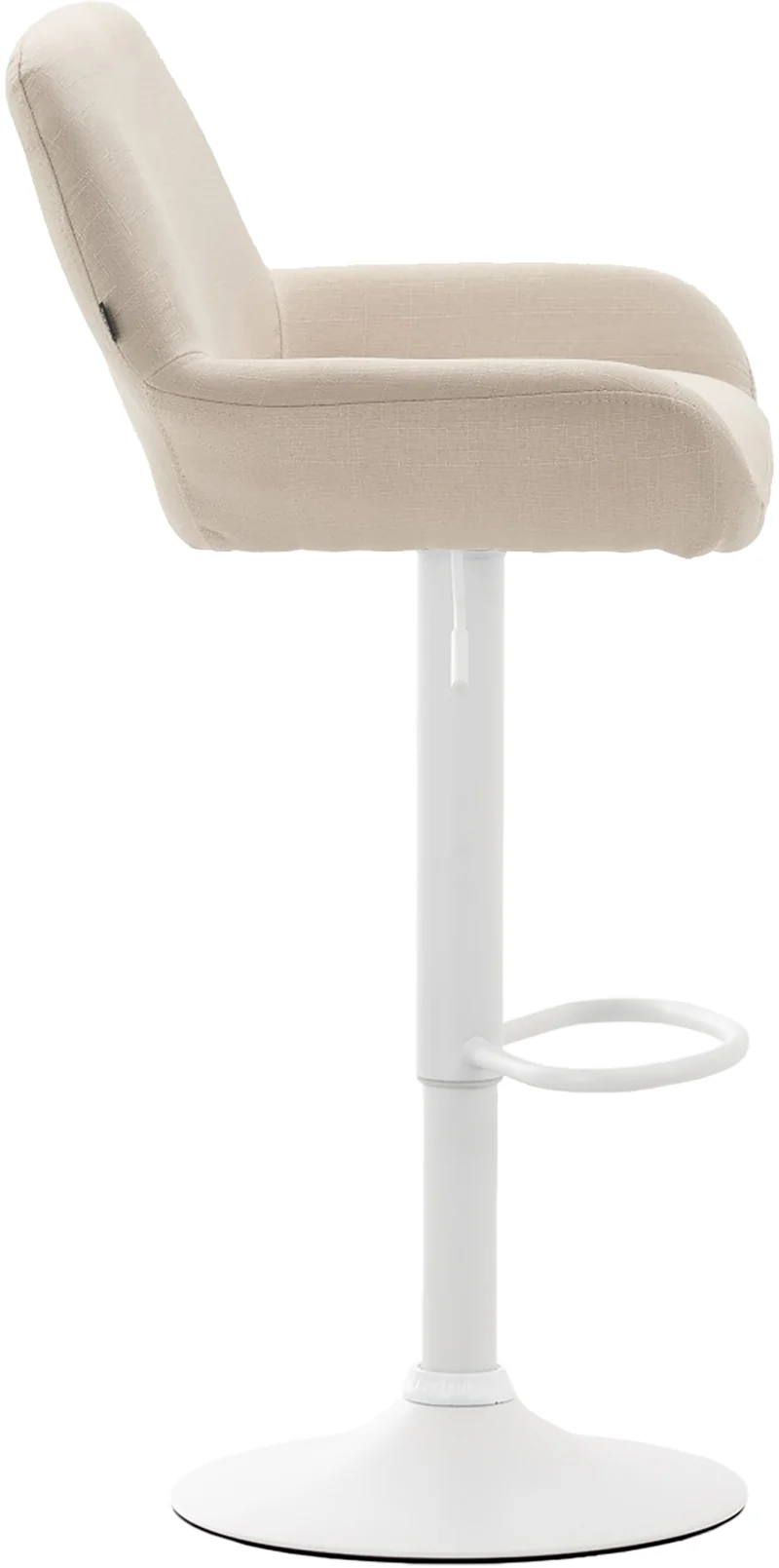 Lot de 2 tabourets de bar repose-pieds en forme d'arc en métal blanc assise en tissu crème 10_0004044