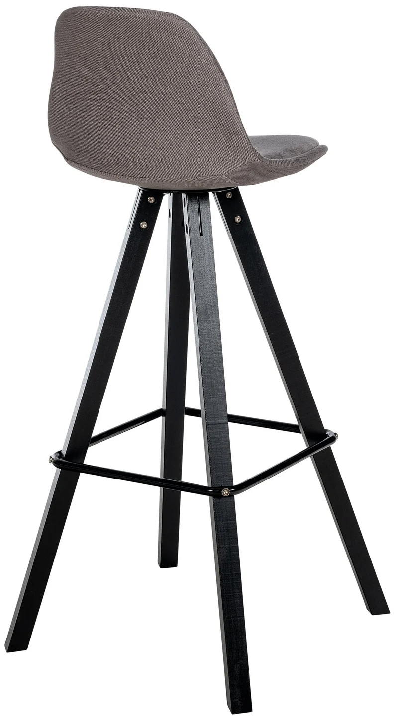 Tabouret de bar chaise haute x1 repose-pieds style scandinave en tissu taupe structure en bois noir carré 10_0004643