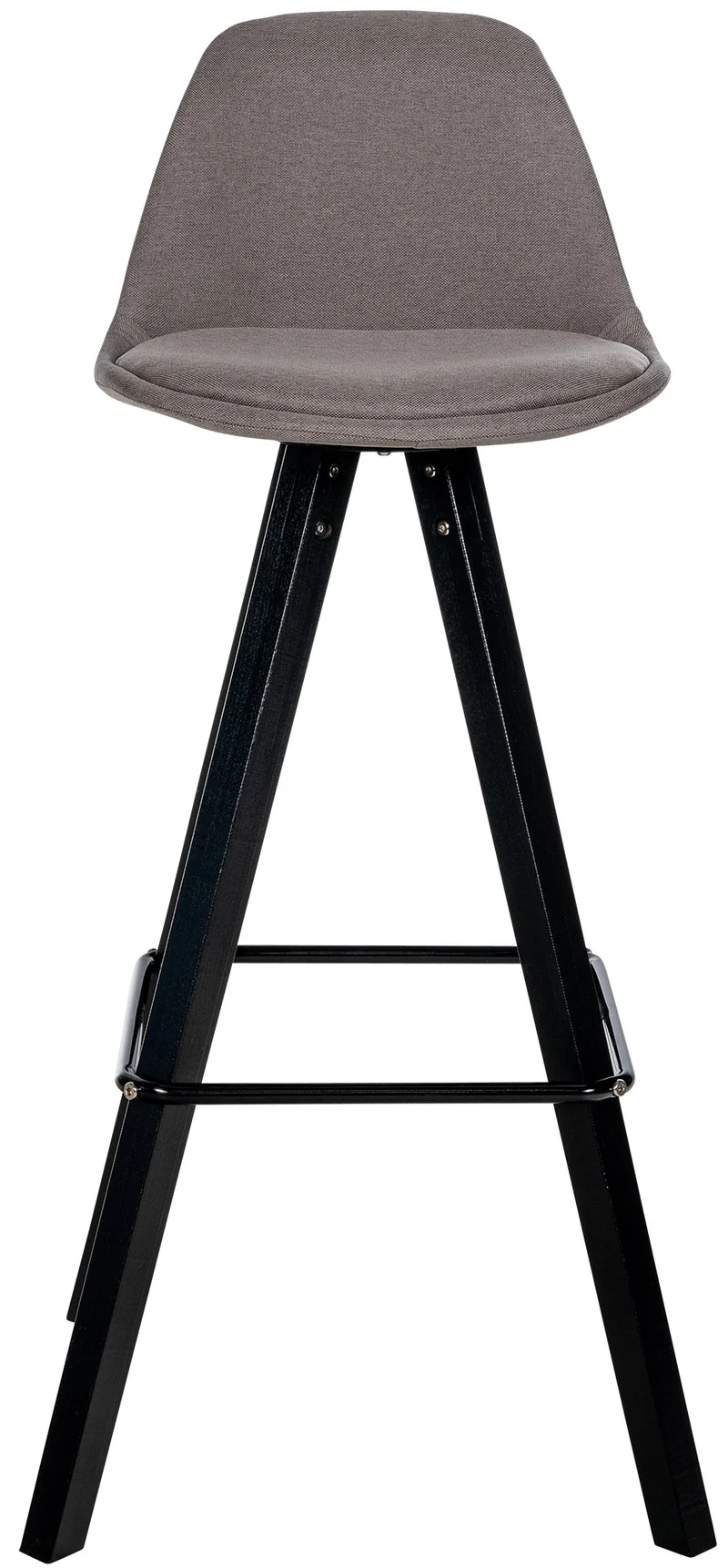 Tabouret de bar chaise haute x1 repose-pieds style scandinave en tissu taupe structure en bois noir carré 10_0004643