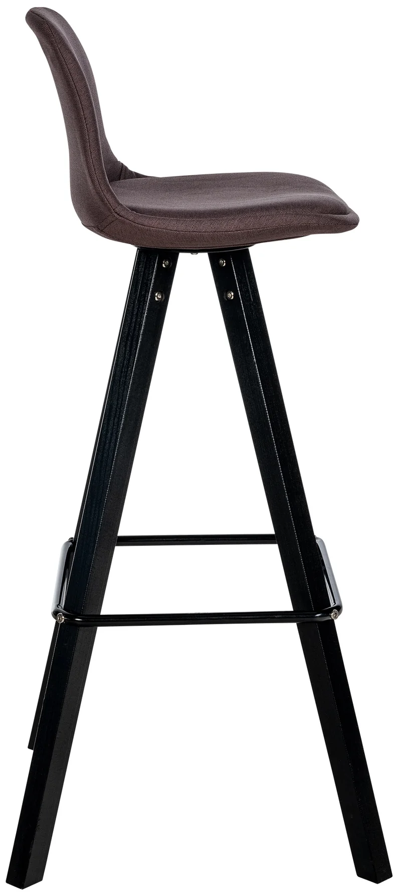 Tabouret de bar chaise haute x1 repose-pieds style scandinave en tissu marron structure en bois noir carré 10_0004642