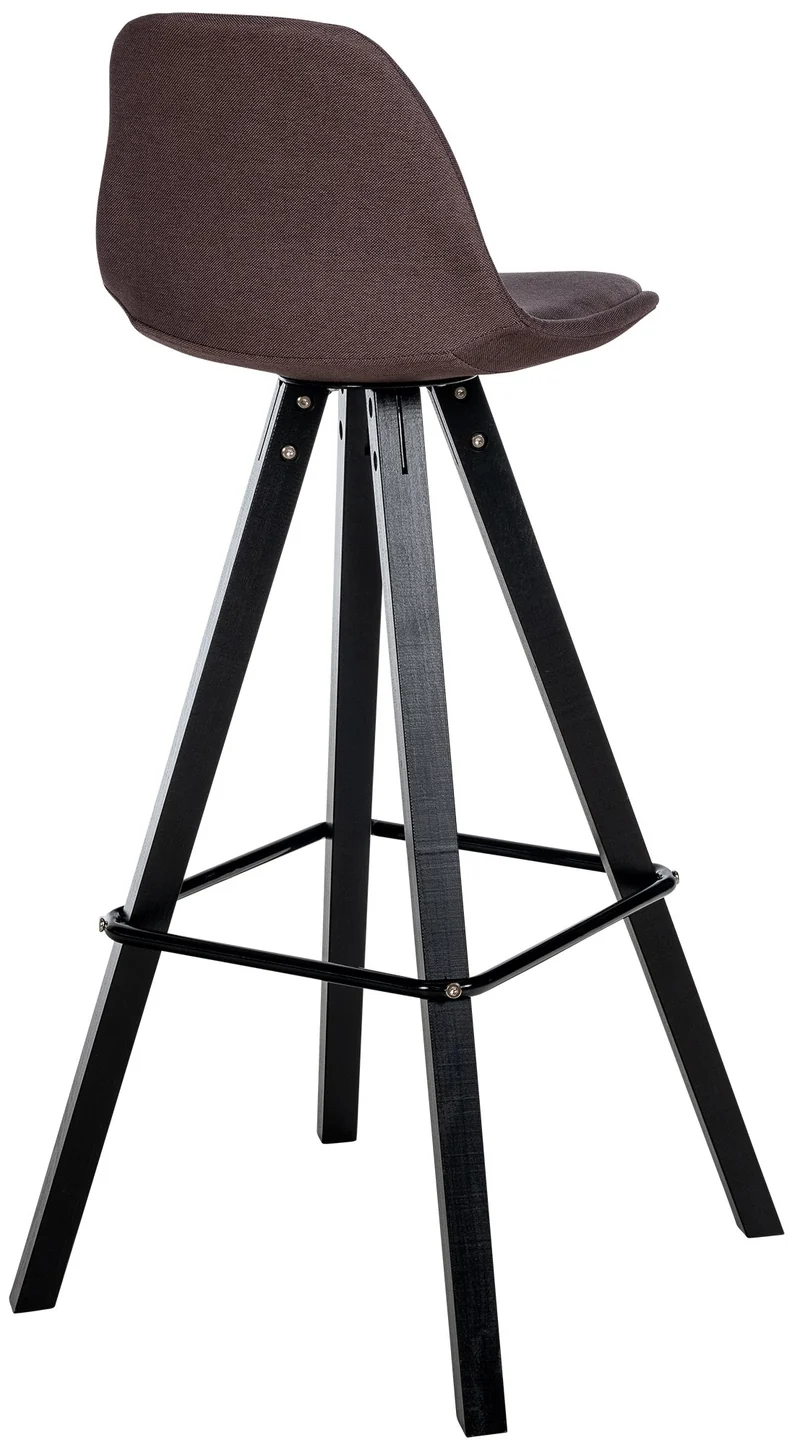 Tabouret de bar chaise haute x1 repose-pieds style scandinave en tissu marron structure en bois noir carré 10_0004642