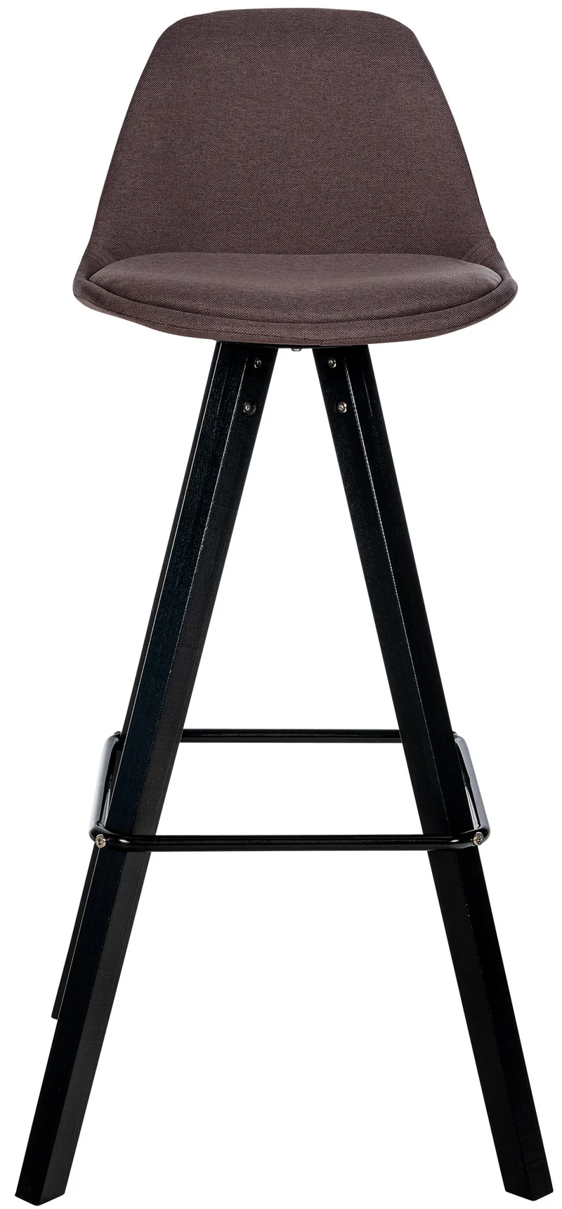 Tabouret de bar chaise haute x1 repose-pieds style scandinave en tissu marron structure en bois noir carré 10_0004642