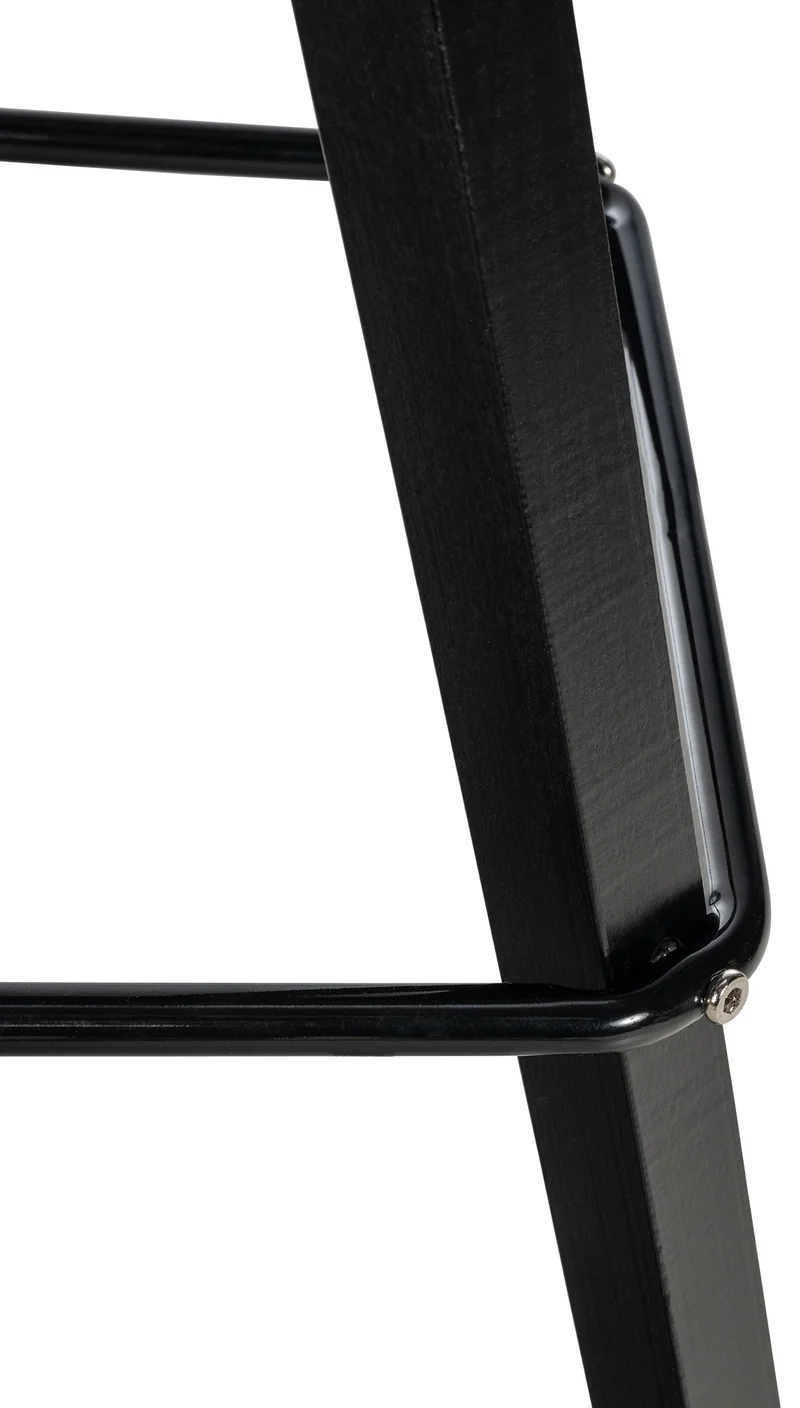 Tabouret de bar chaise haute x1 repose-pieds style scandinave en tissu gris foncé structure en bois noir carré 10_0004641