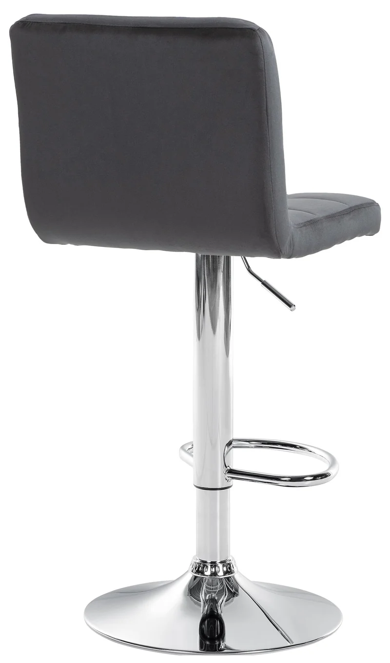 Lot de 2 tabourets de bar en velours noir avec coutures décoratives pied en trompette métal chromé 10_0004393