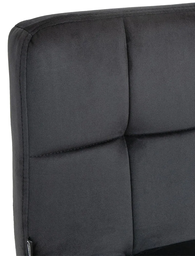 Lot de 2 tabourets de bar en velours noir avec coutures décoratives pied en trompette métal chromé 10_0004393