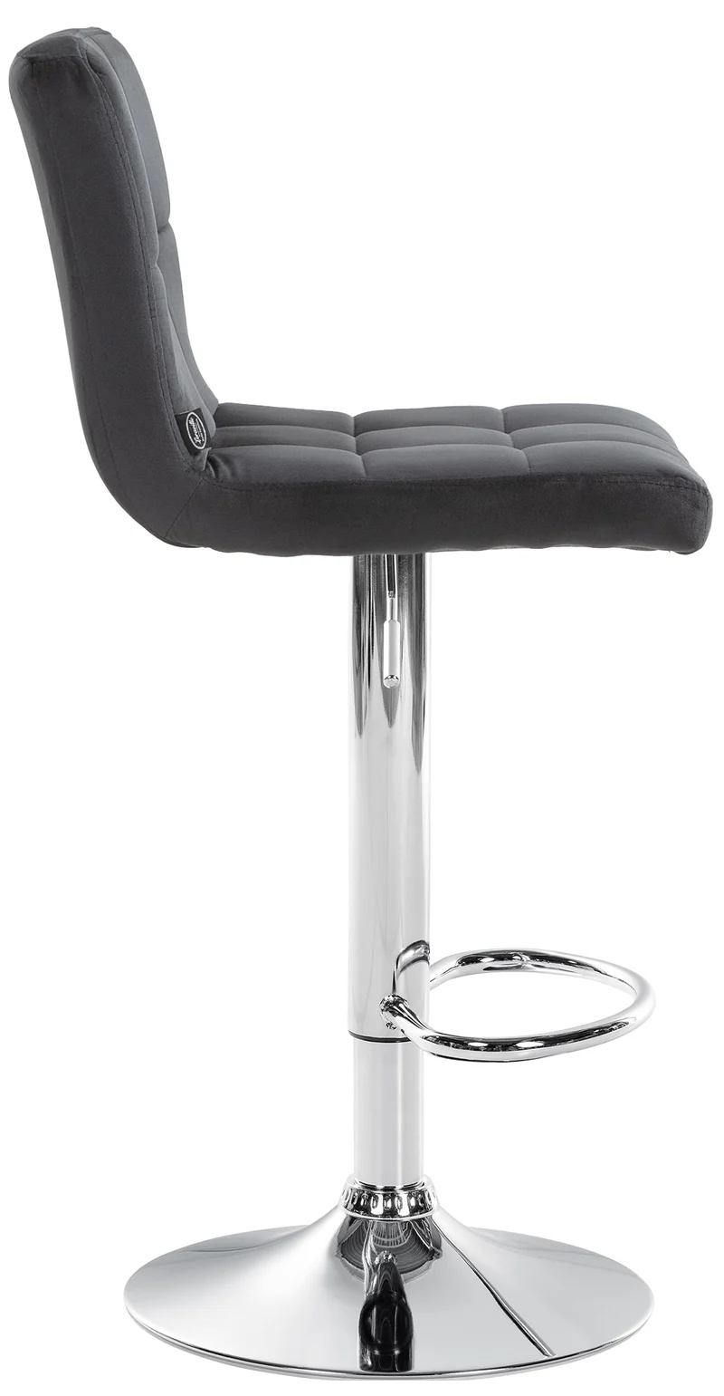 Lot de 2 tabourets de bar en velours noir avec coutures décoratives pied en trompette métal chromé 10_0004393