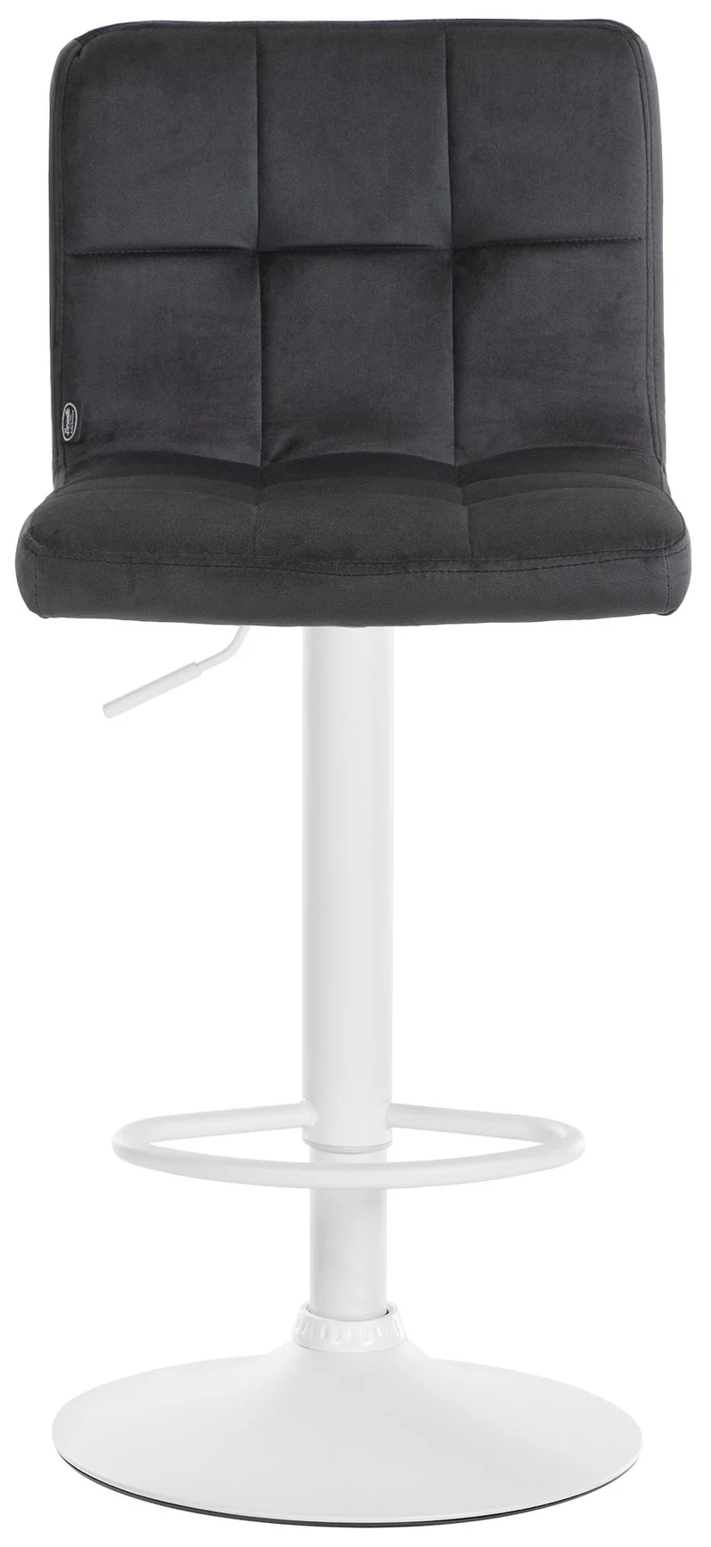 Lot de 2 tabourets de bar en velours noir avec coutures décoratives pied en trompette métal blanc 10_0004405
