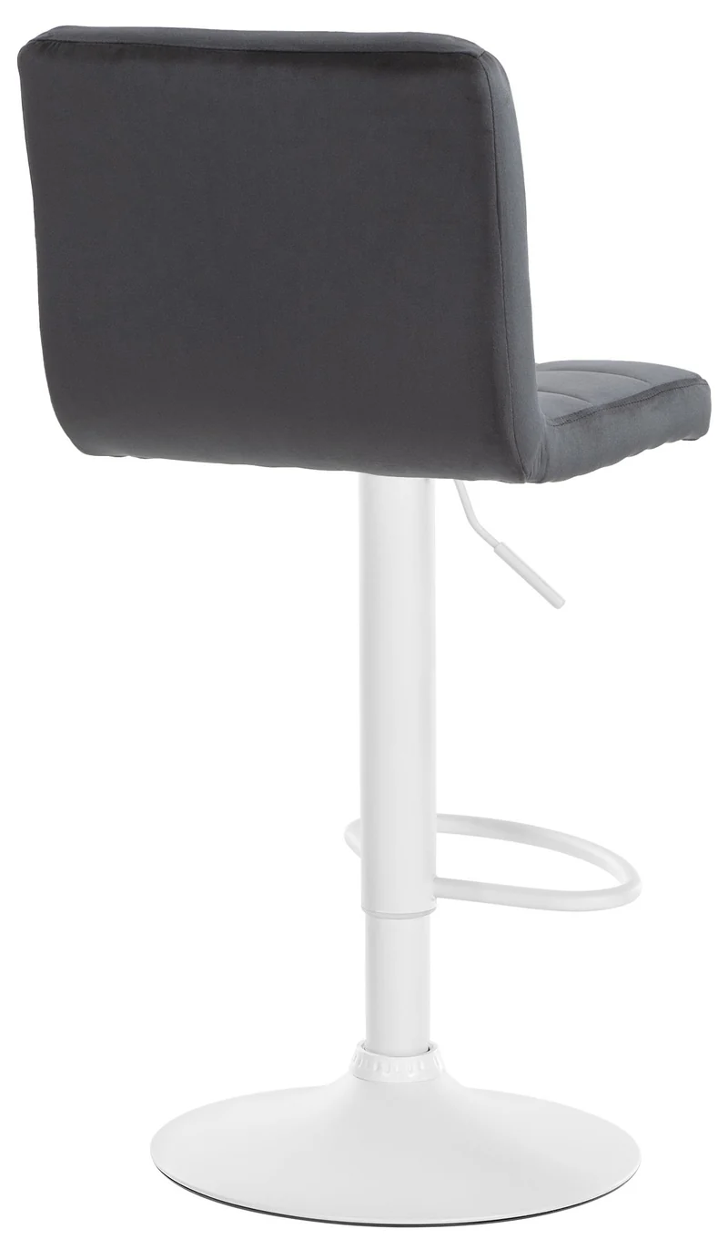 Lot de 2 tabourets de bar en velours noir avec coutures décoratives pied en trompette métal blanc 10_0004405