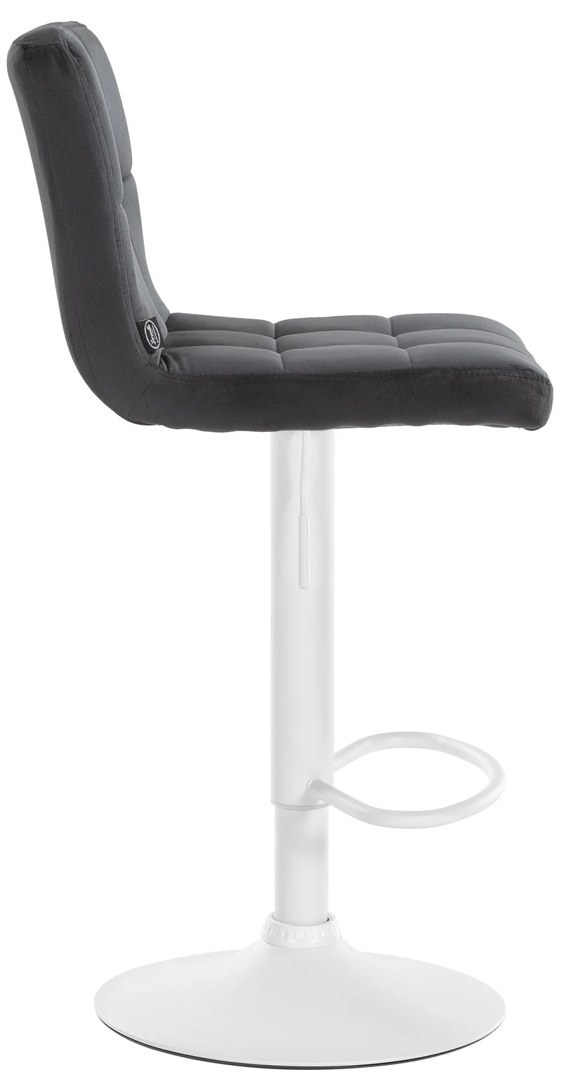 Lot de 2 tabourets de bar en velours noir avec coutures décoratives pied en trompette métal blanc 10_0004405